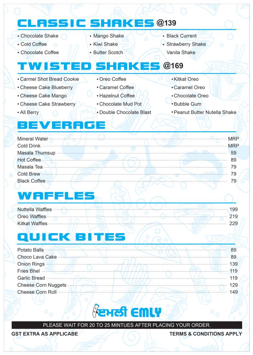 Emly Bathinda menu