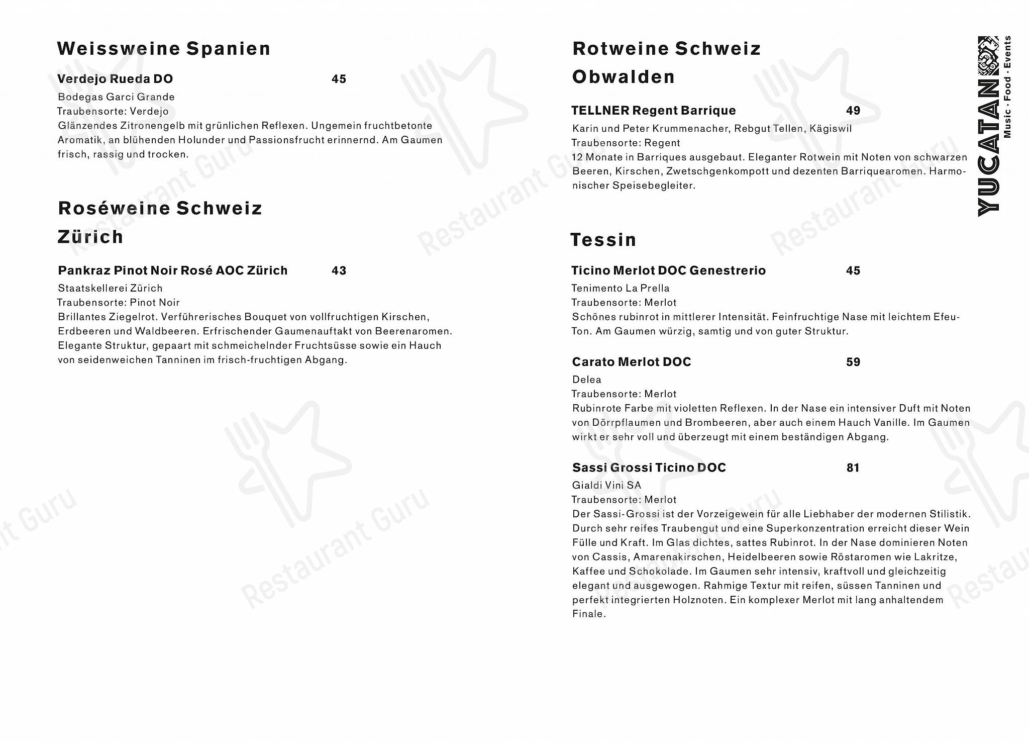 Menu di Yucatan Kitchen&Bar - Lunch Menu