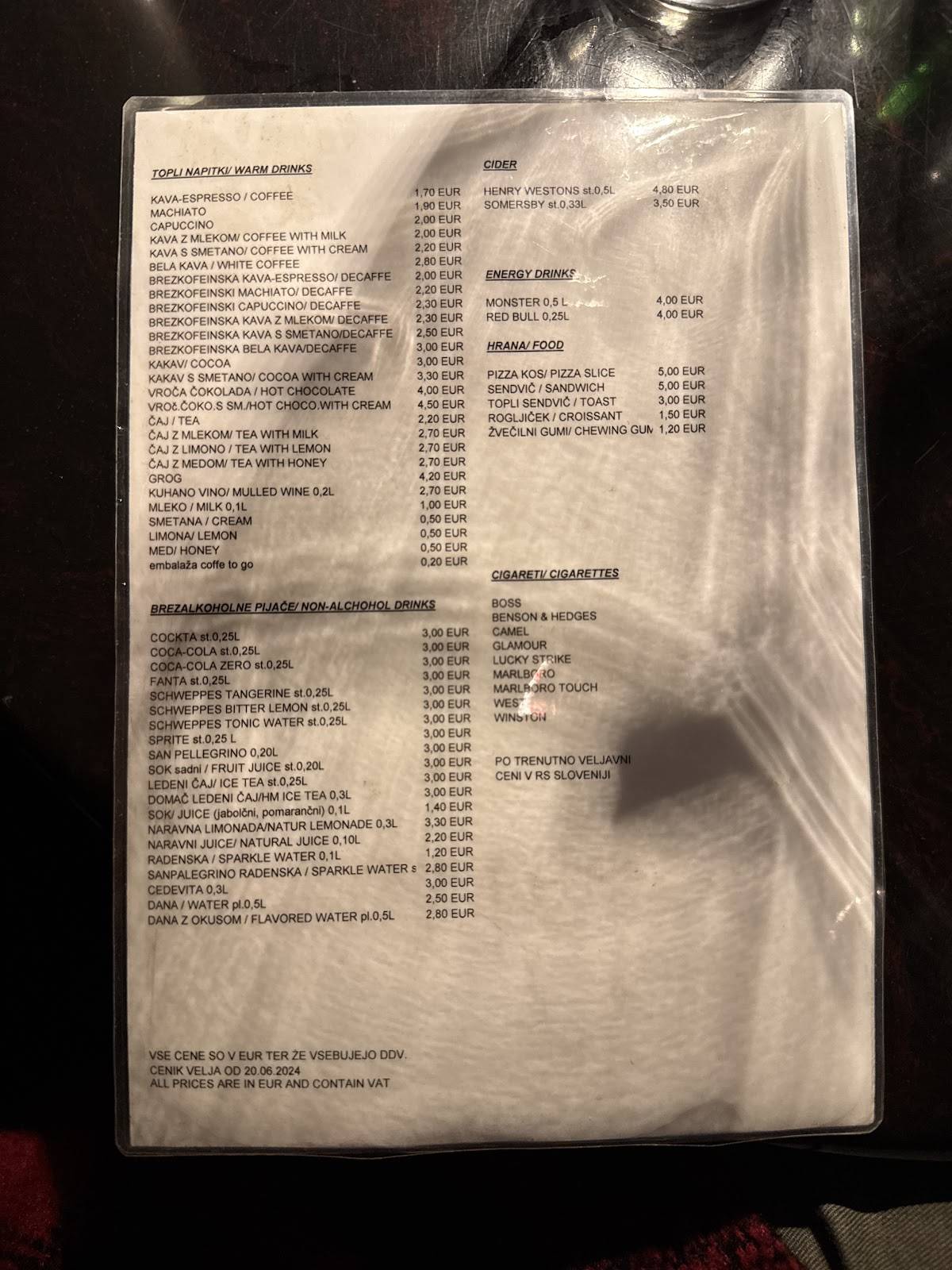 Menu di England Pub (Bar) 