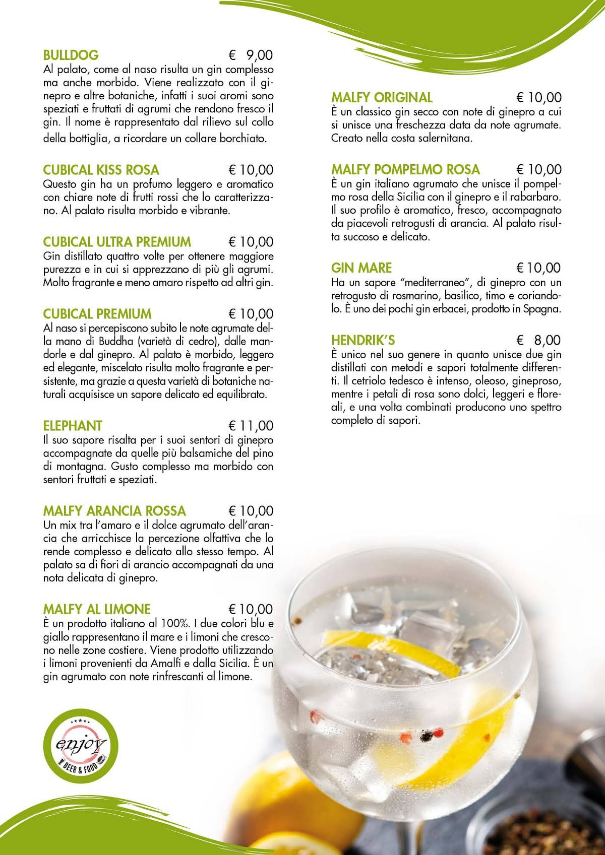 Menu di Enjoy – Bar, Pizzeria, Hamburgeria in Vallecamonica 