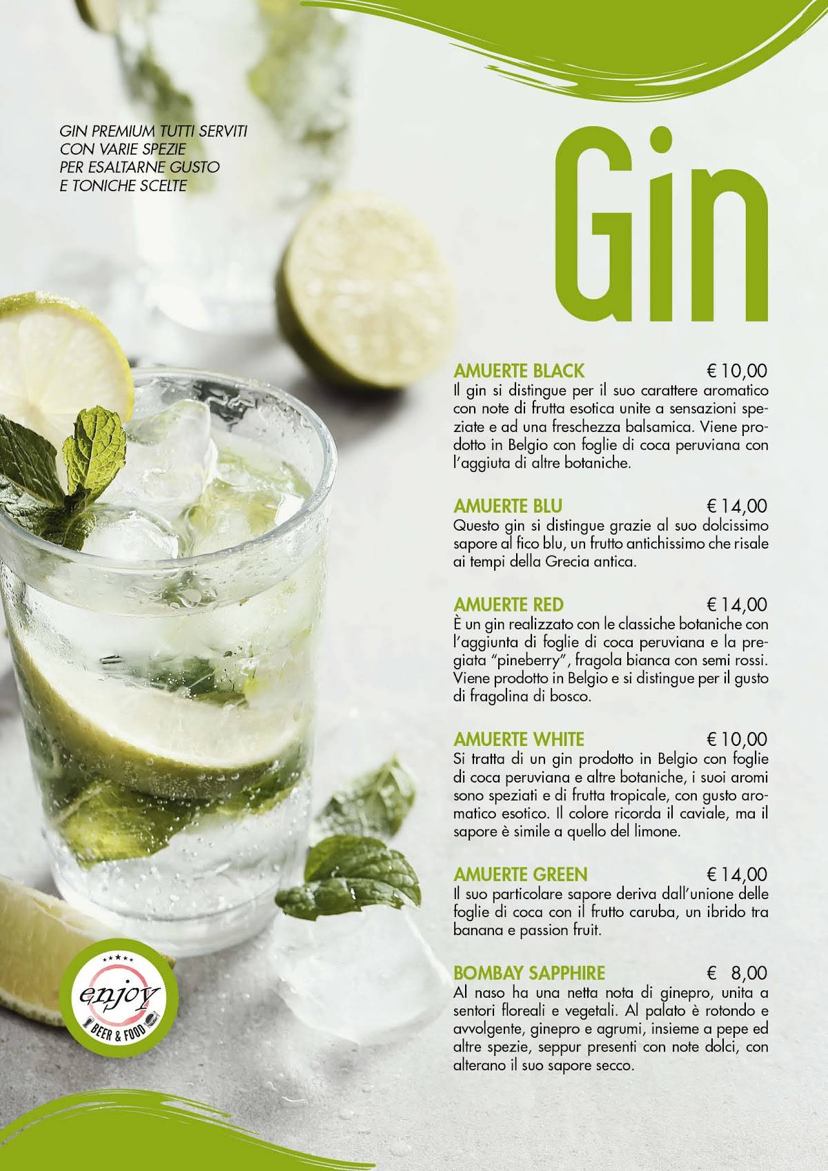 Menu di Enjoy – Bar, Pizzeria, Hamburgeria in Vallecamonica 