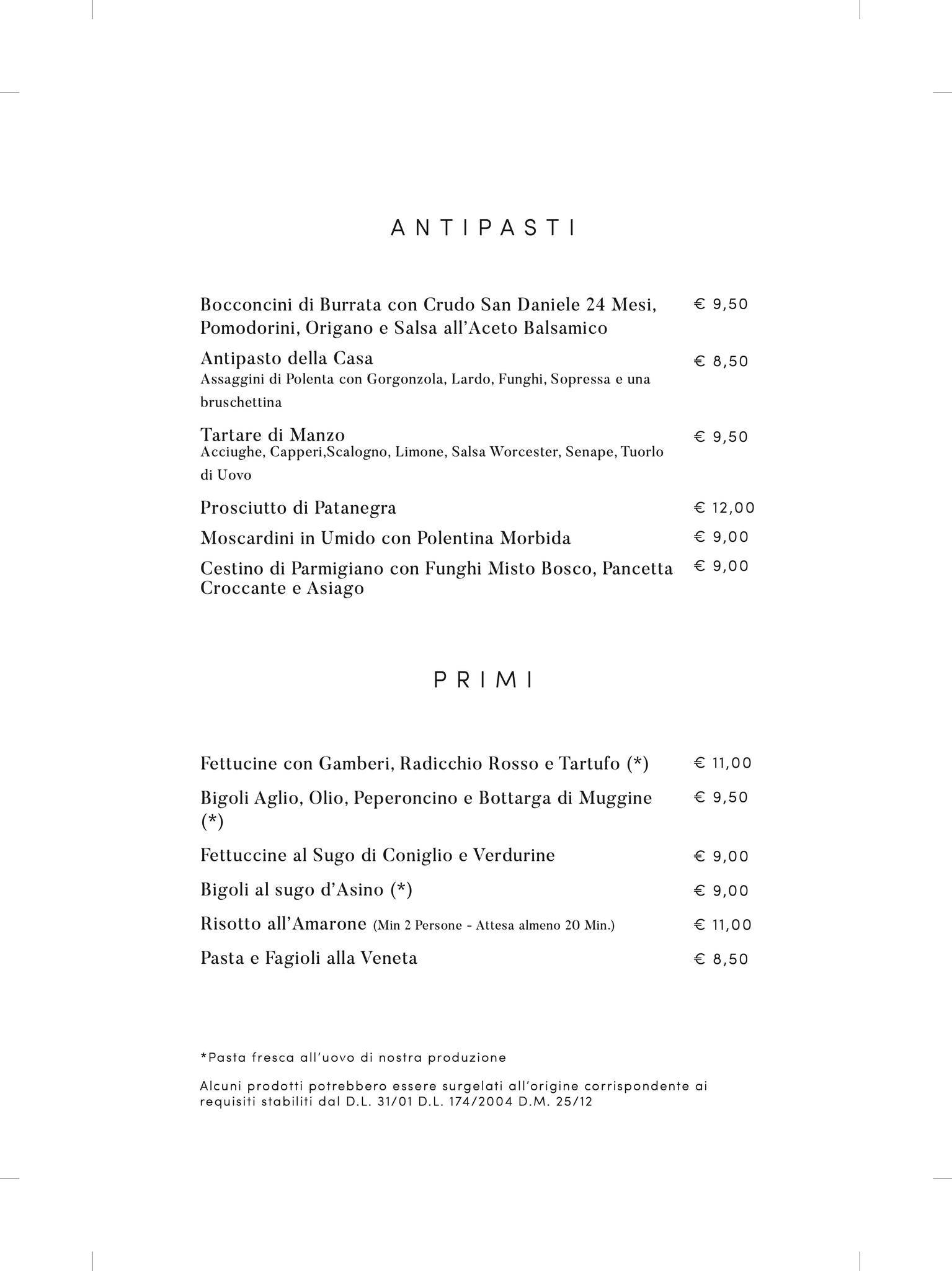 Menu di Enoteca di Monteforte 