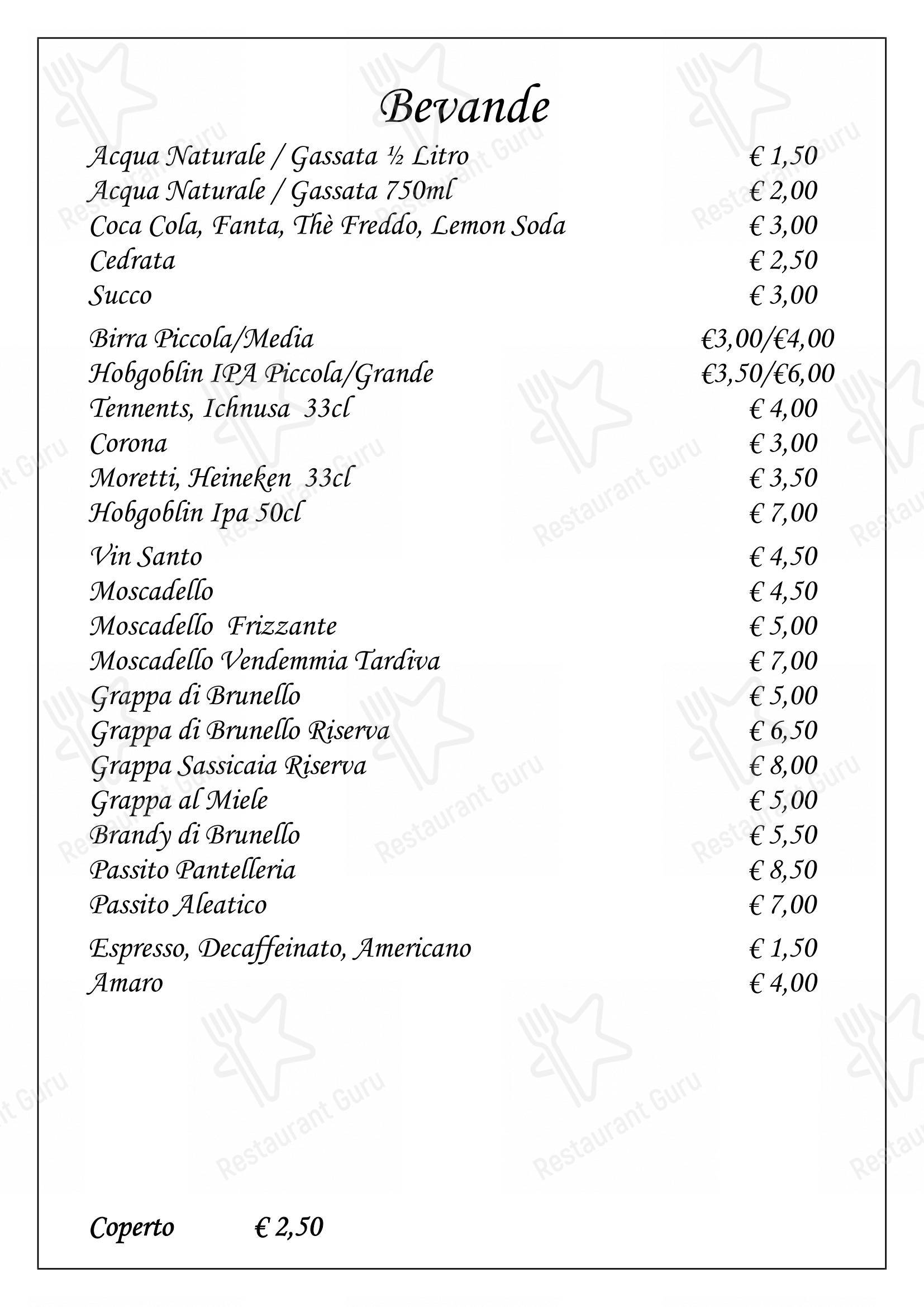 Menu bar per Enoteca di Piazza in Montalcino