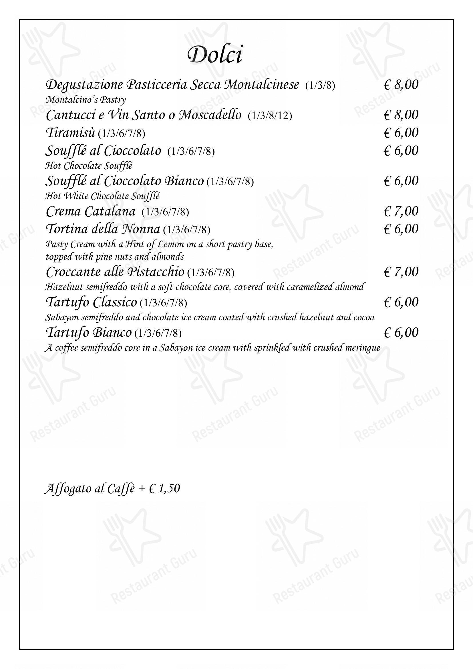 Enoteca di Piazza in Montalcino - Menu bar