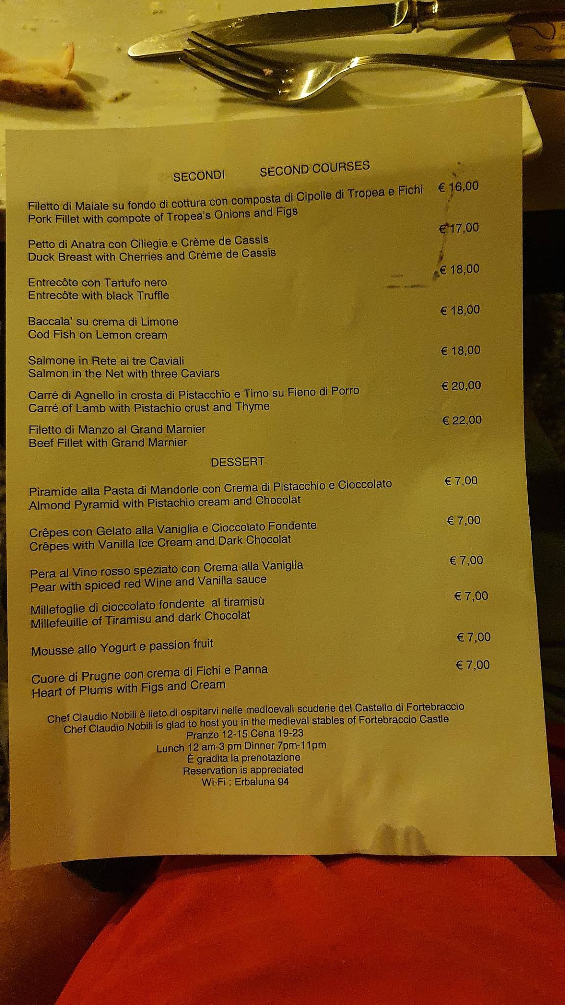 Menu di Erba Luna Ristorante 