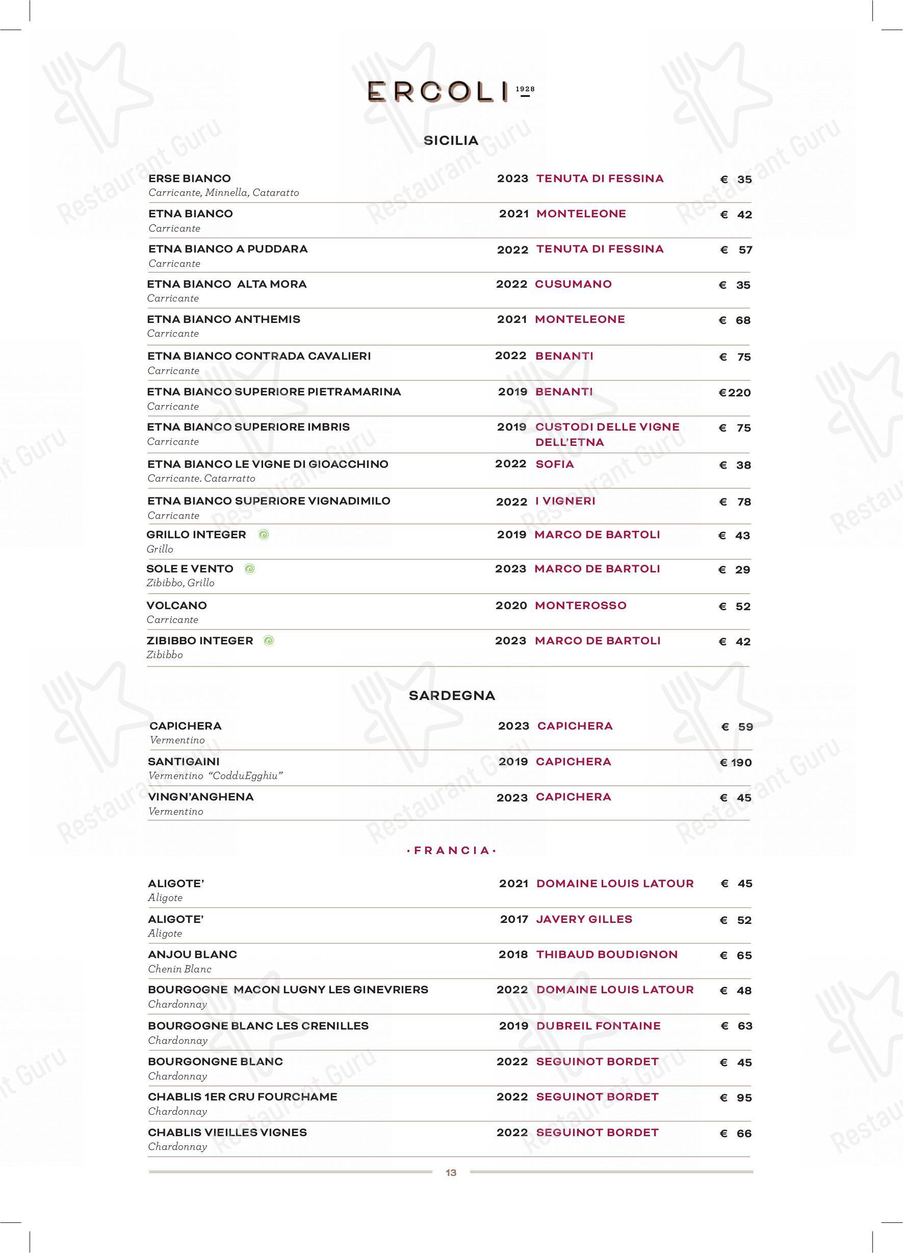 Menu di Ercoli 1928 Prati - Основное меню