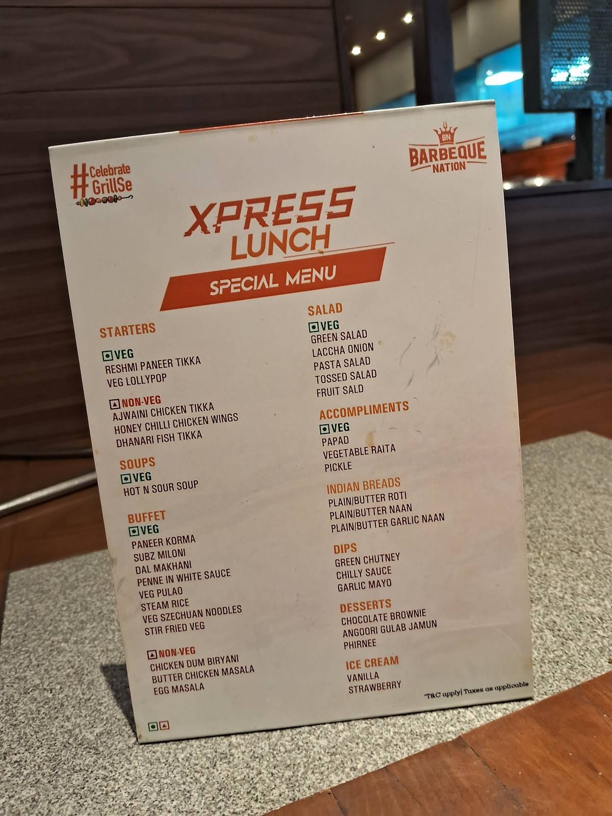 Barbeque Nation - Erode - Perundurai Road menu