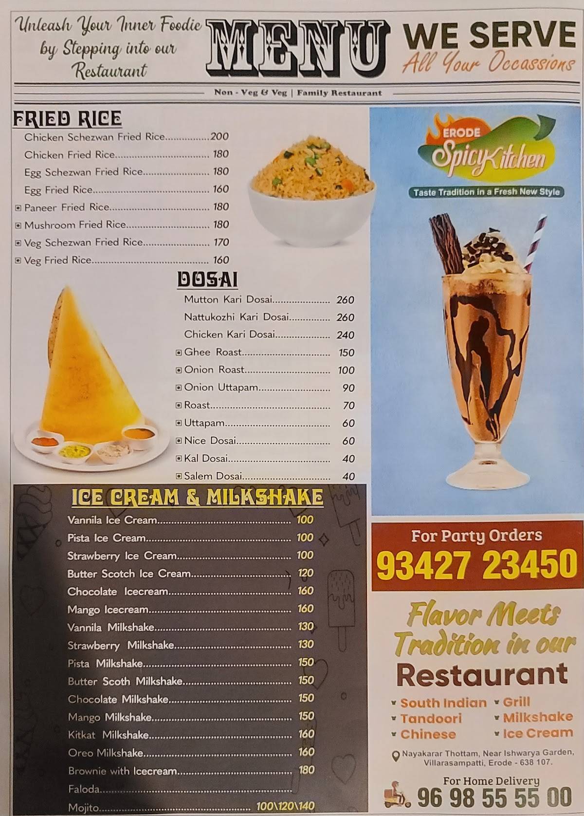 Erode Spicy Kitchen menu