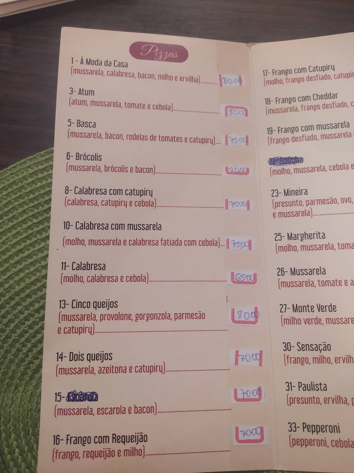 Espaço Gourmet Sol Nascente cardápio