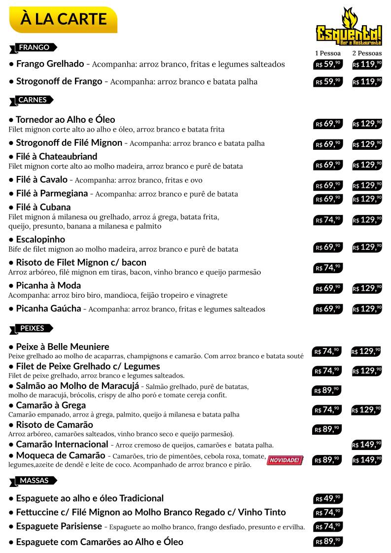 Esquenta cardápio