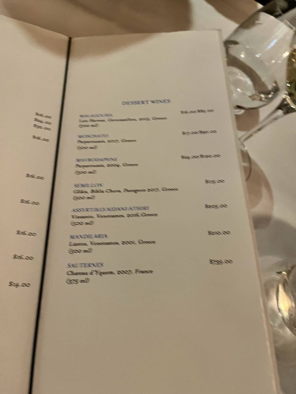 Menu at estiatorio Milos Hudson Yards restaurant, West New York, 20