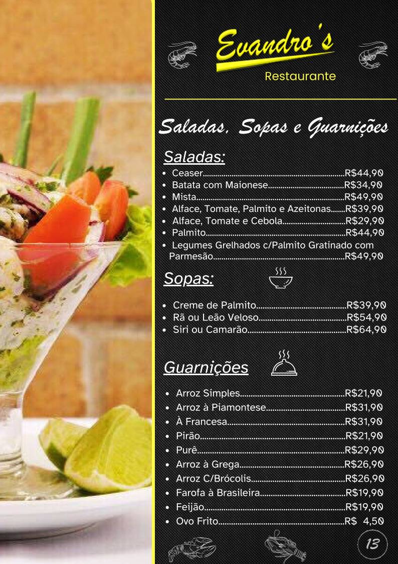 Evandro's Restaurante cardápio