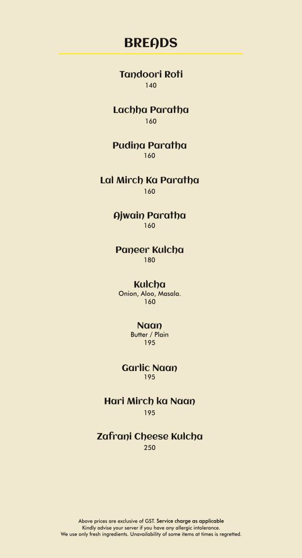 Exotica Hitech City- North Indian Rooftop Restaurant menu