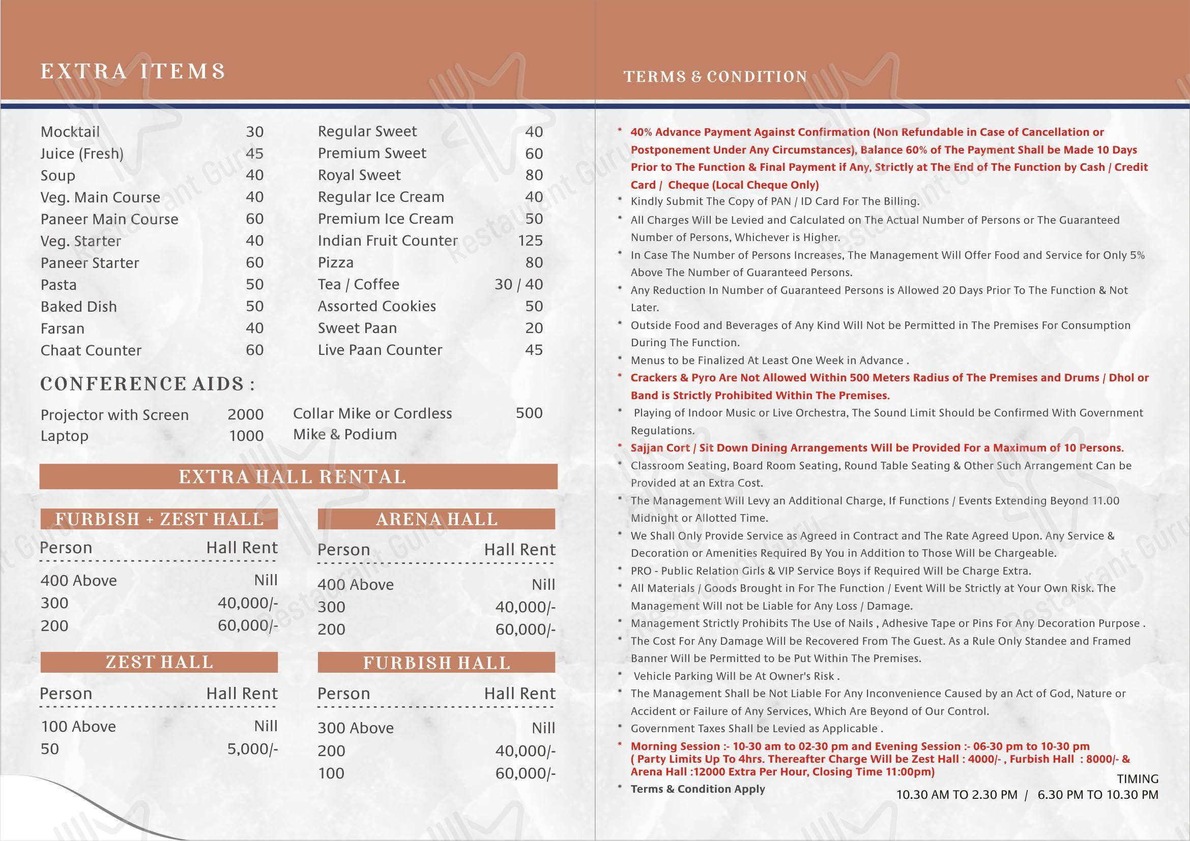 菜单 for Exuberance Restaurant & Banquet in Ahmedabad