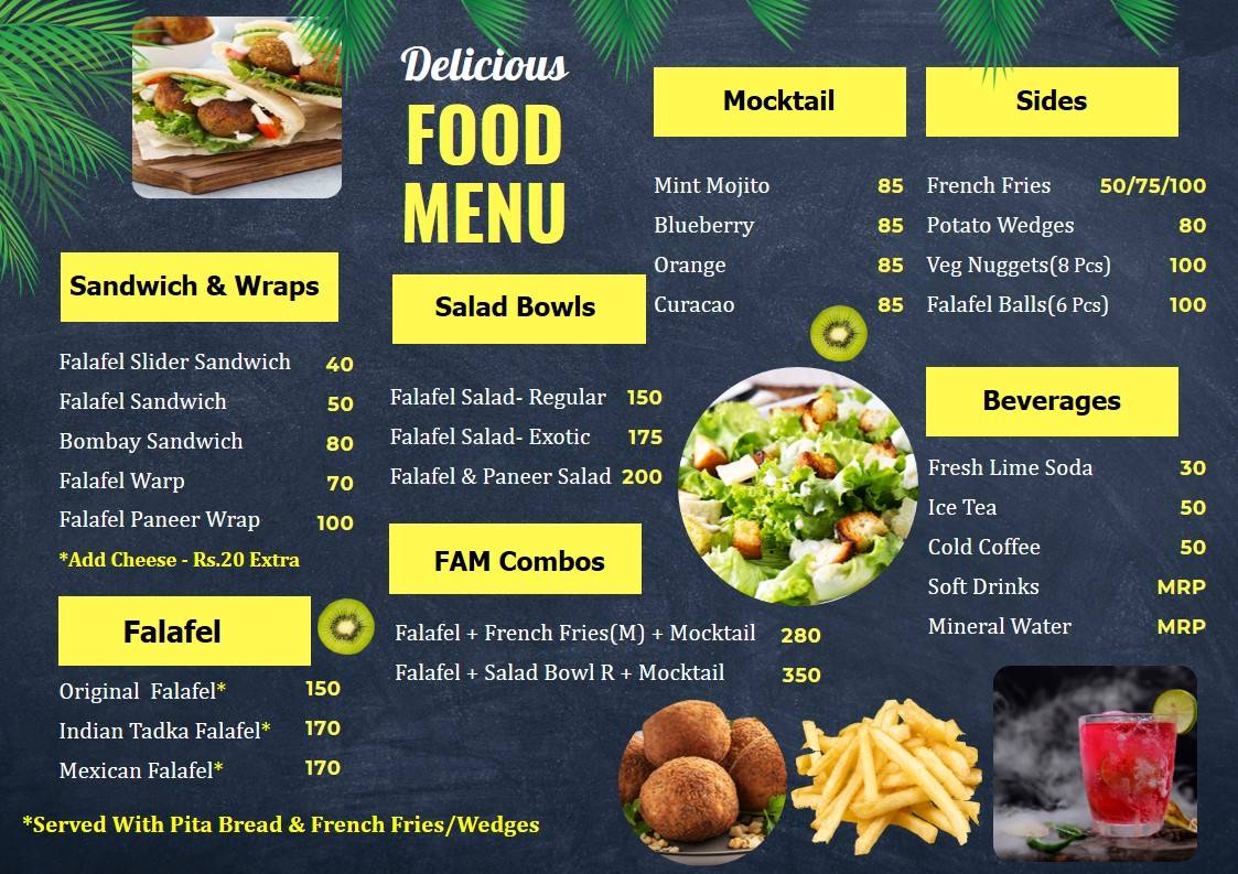 FAM - Falafel and More menu