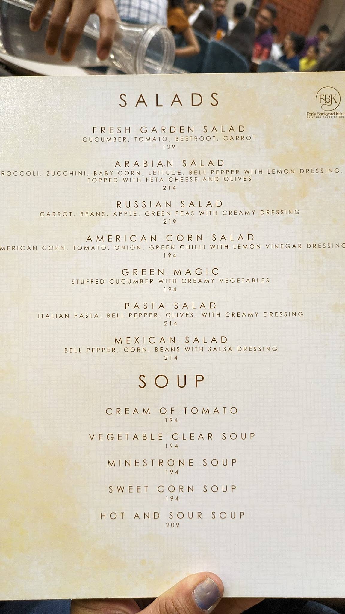FBK - FEN'S BACKYARD KITCHEN menu