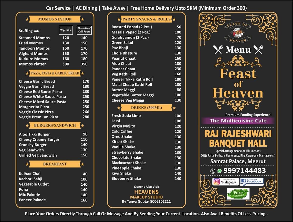 FEAST OF HEAVEN CATERERS Pure Vegetarian menu