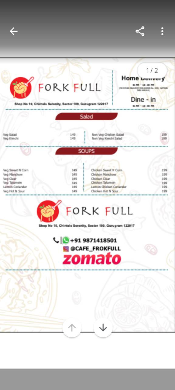 FORK FULL menu
