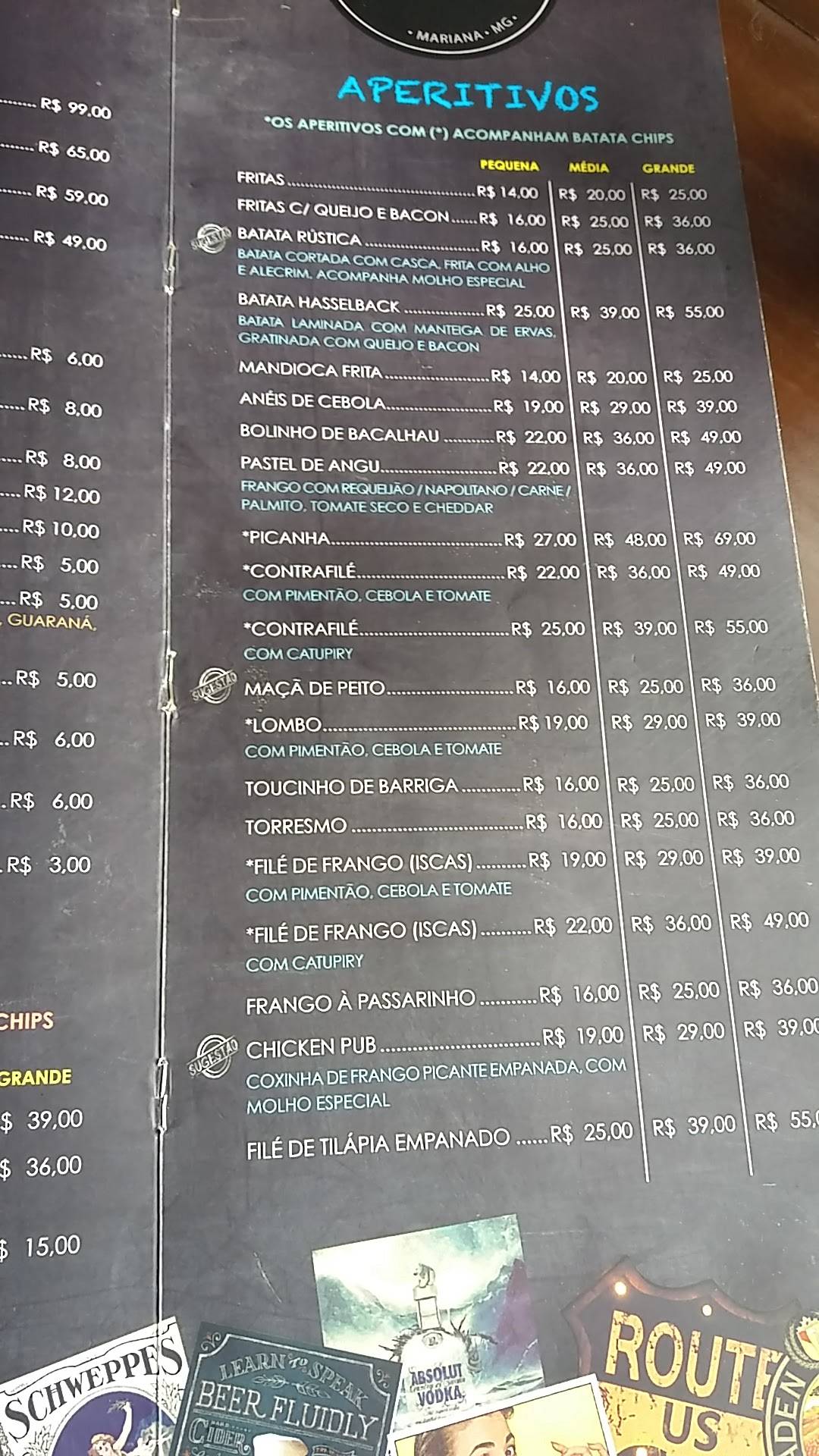 Fábrica Pub cardápio