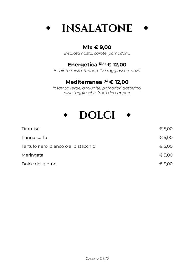 Menu di Ristorante Pizzeria Livia 