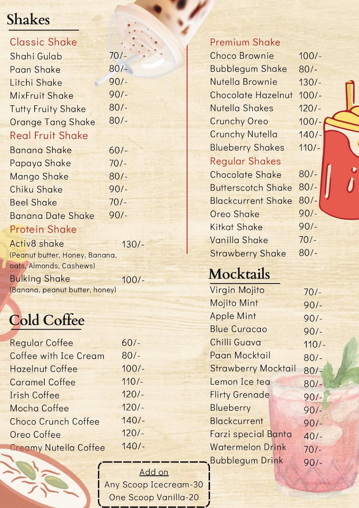 Farzi Cafe menu