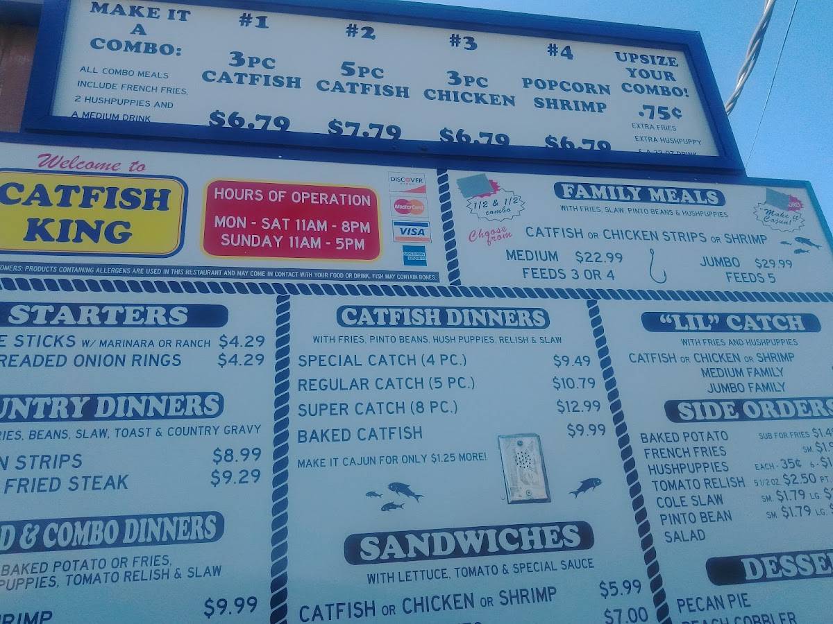 Menu at Catfish King fast food, Tyler