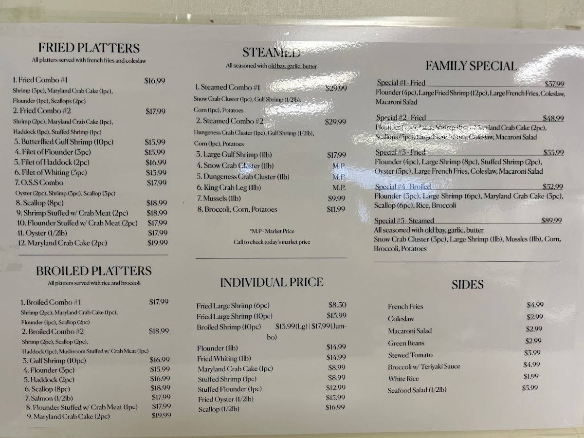 Menu at Lobster Claw & Deli fast food, East Norriton