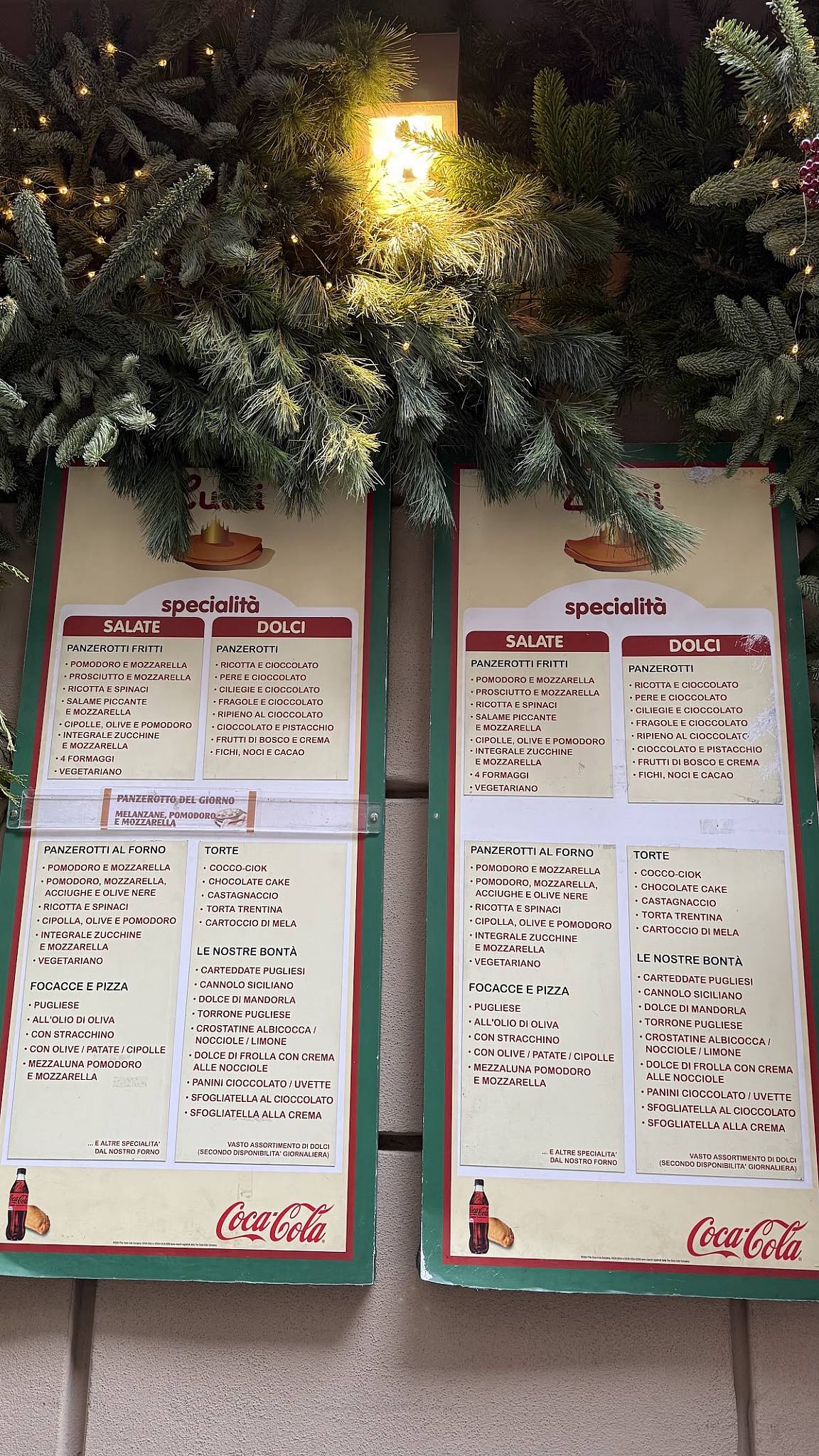 Menu de Panzerotti Luini