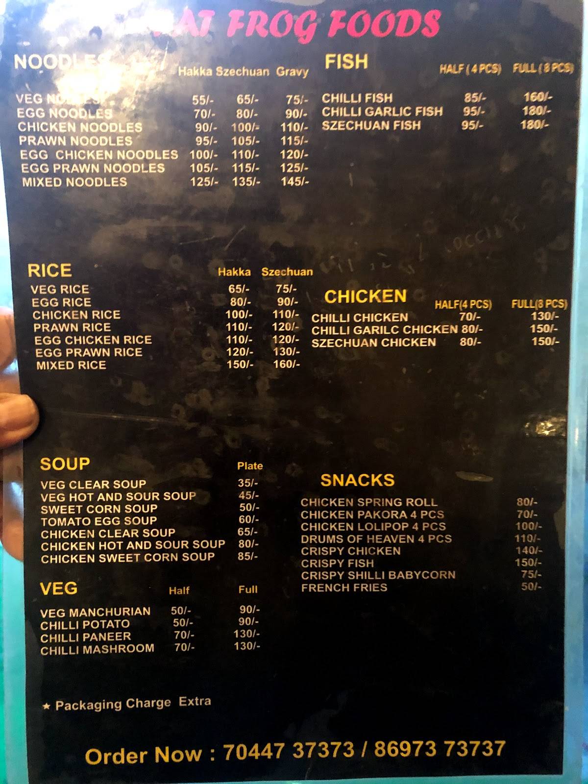 Fat Frog Foods menu