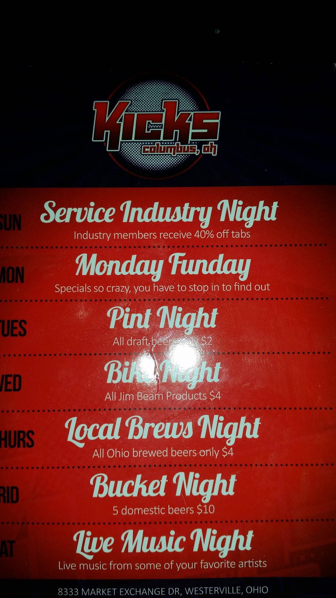 Menu at Fenders pub & bar, Westerville