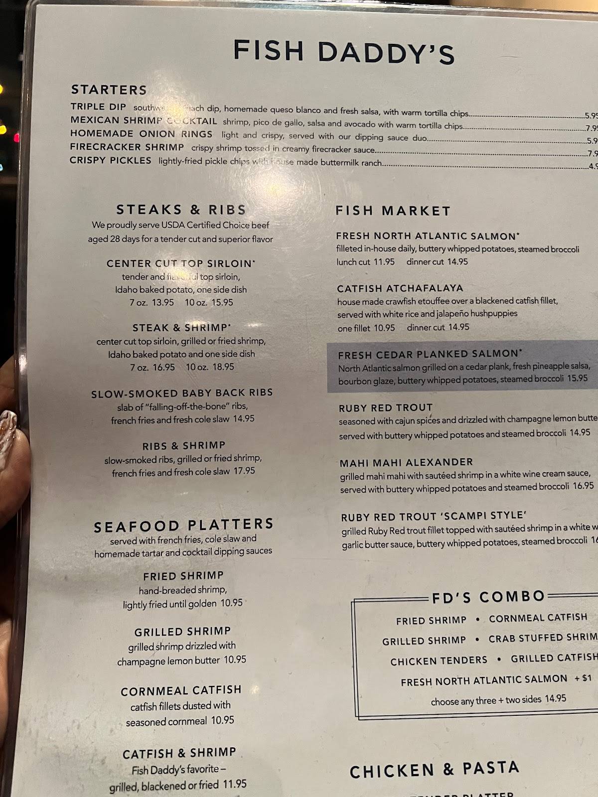 Menu at Fish Daddy's Grill House restaurant, Tulsa
