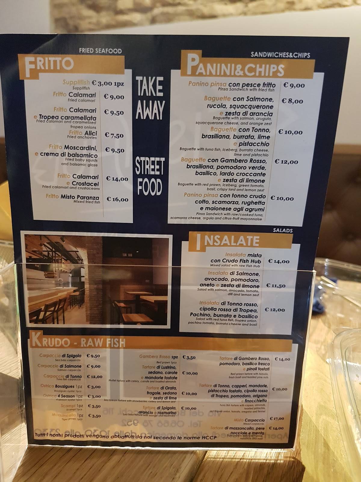 Menu di FishHub Fritto & Krudo 