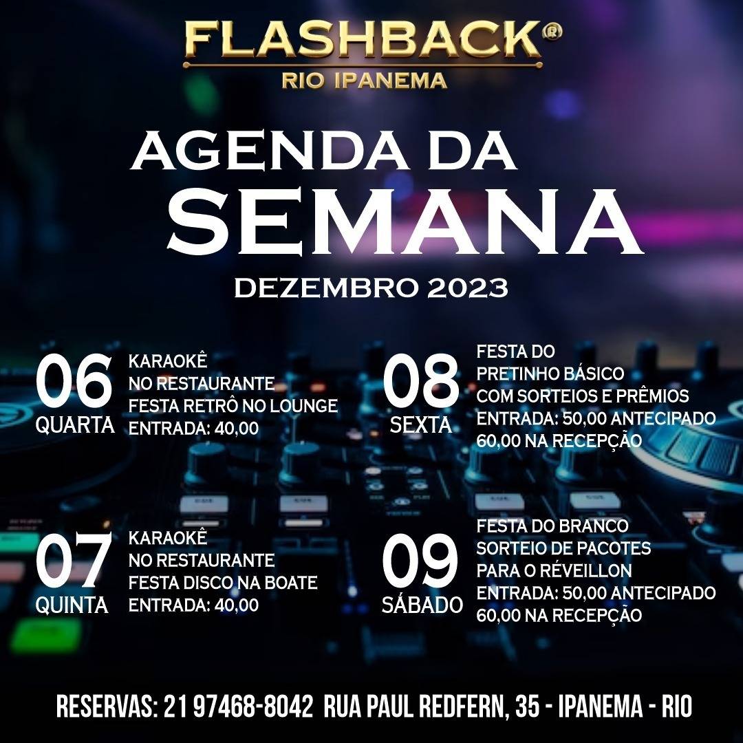 Flashback Rio cardápio
