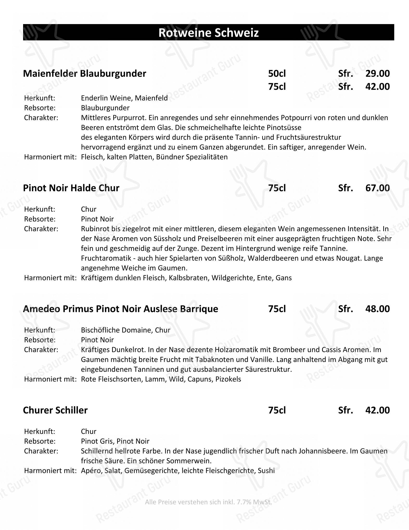 Menu di Fondue Beizli Chur - Основное меню