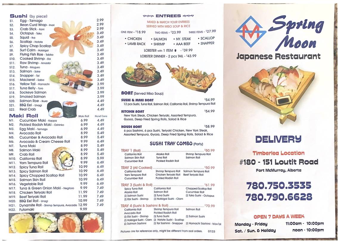 Menu de Spring Moon