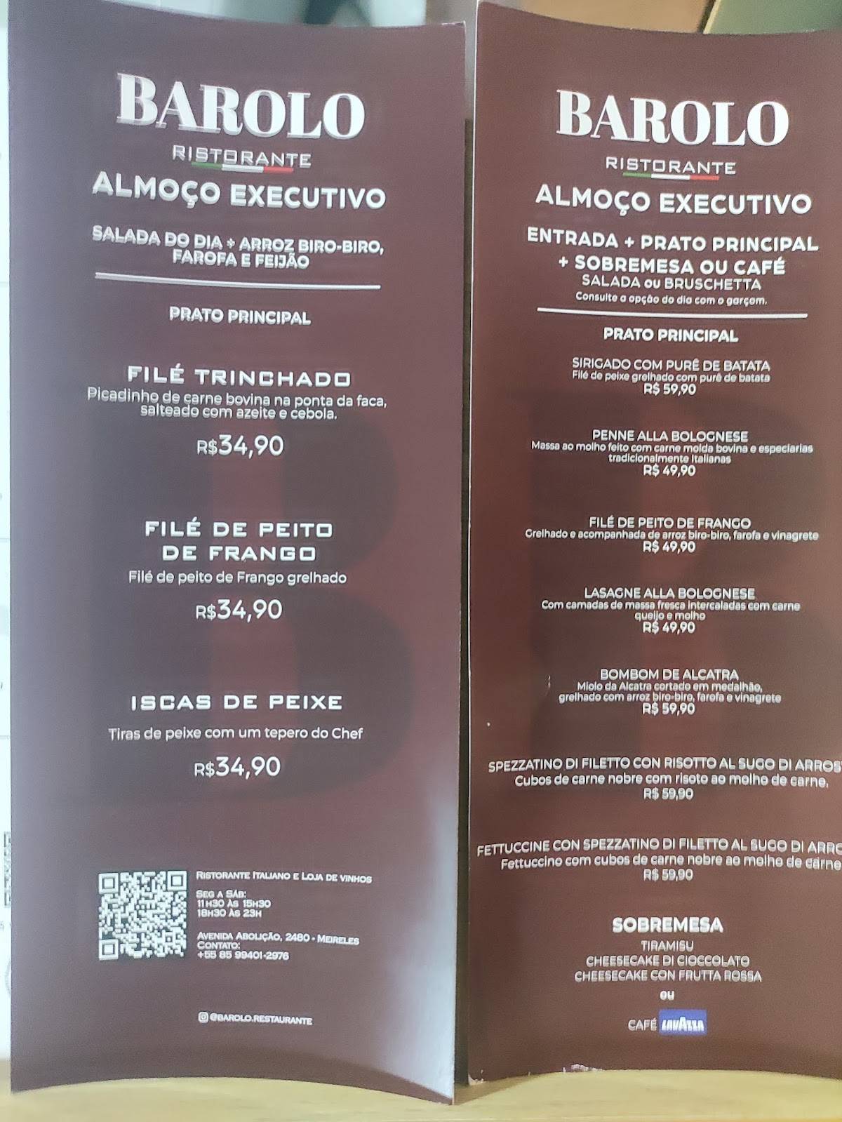 Barolo Restaurante cardápio