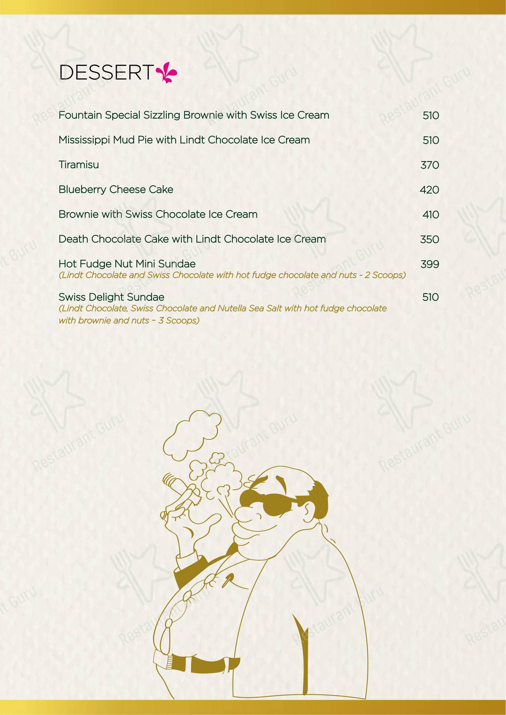 Menu for Fountain Sizzlers in Mumbai