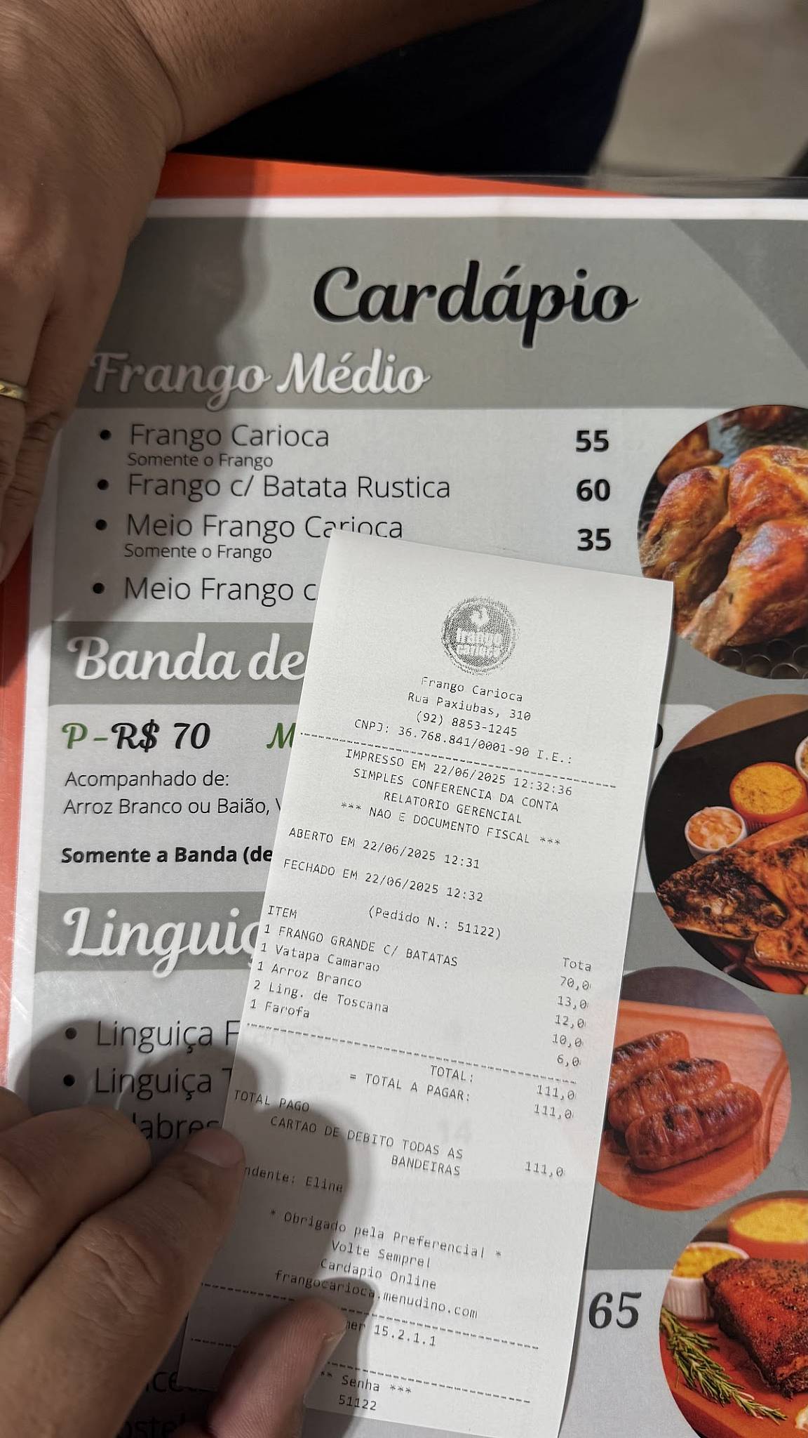 Frango Carioca Galeteria & Churrascaria cardápio