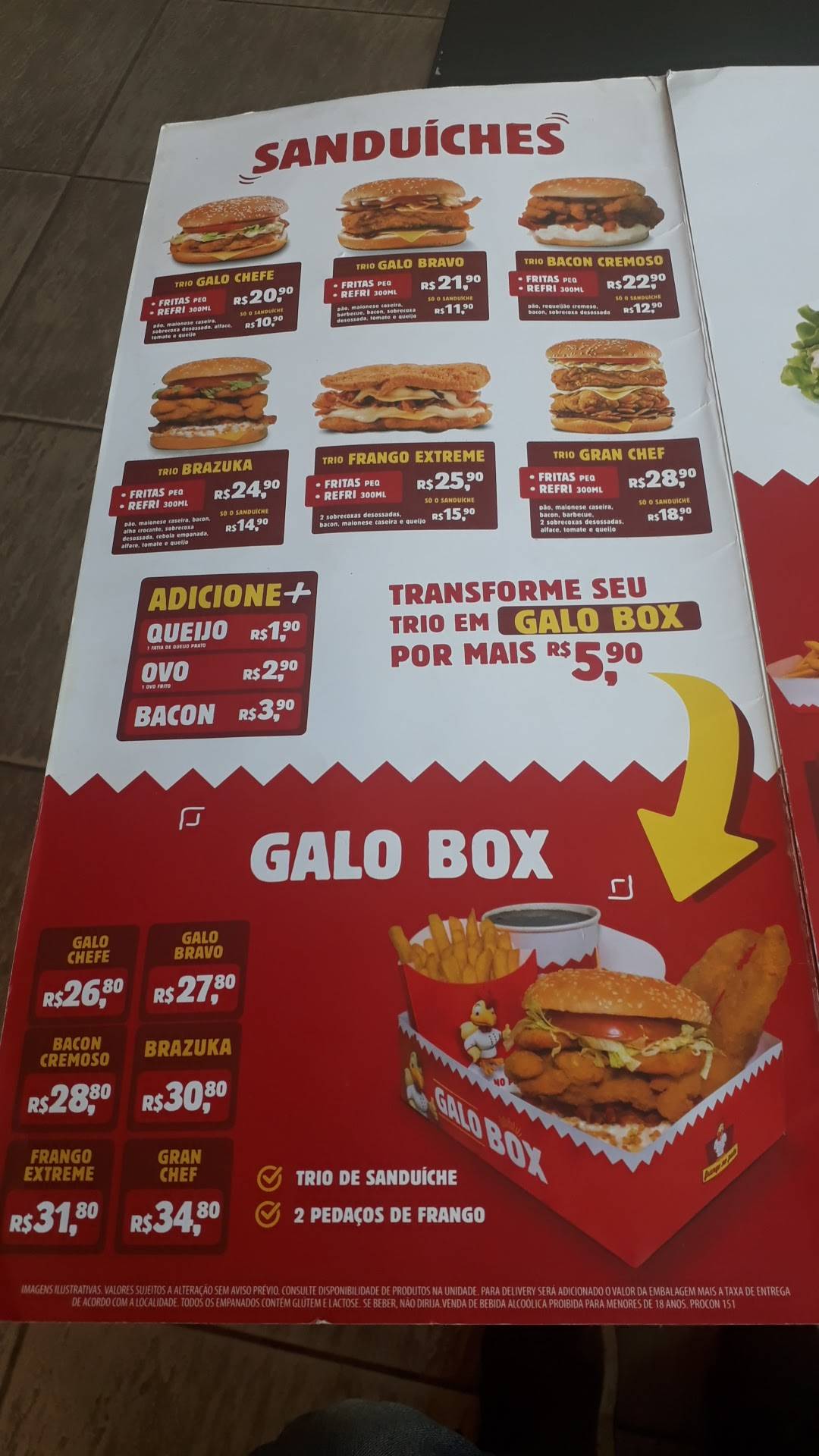 Frango no Pote cardápio