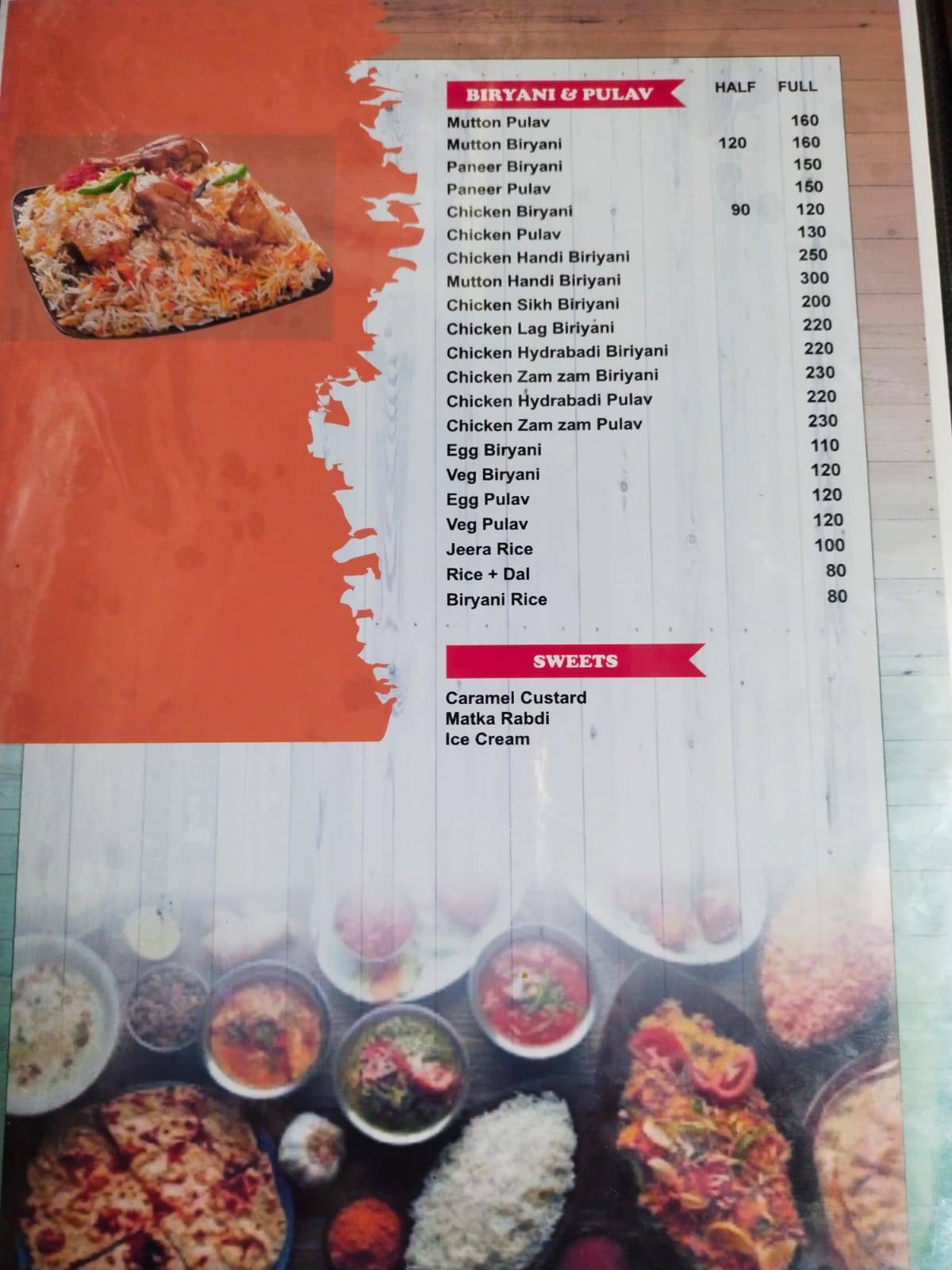 Free India Restaurant menu