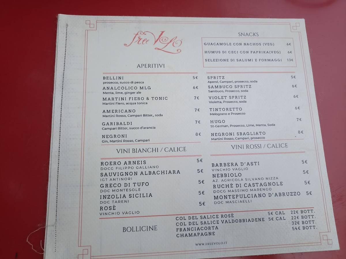 Menu di FreeVolo 