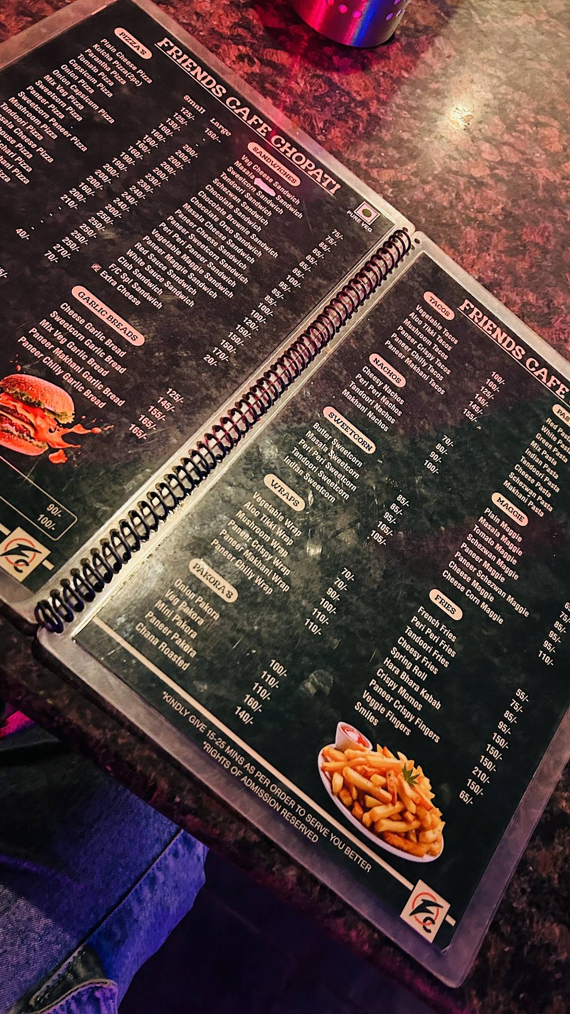 Friends Cafe menu