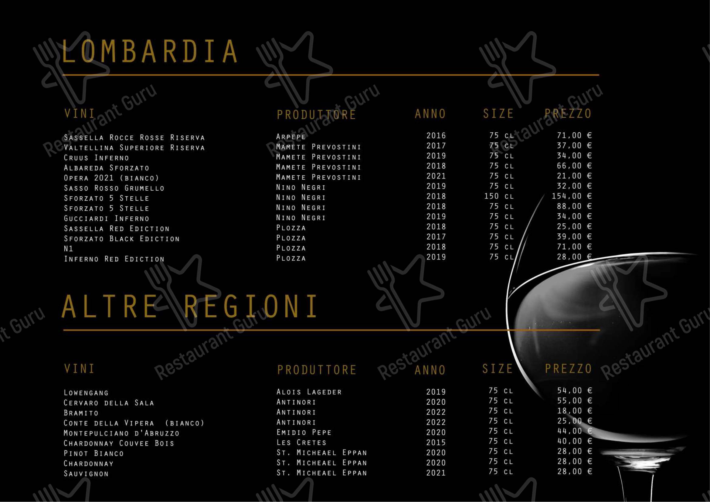 Menu bar per Ristorante Enoteca Frigerio ristorante