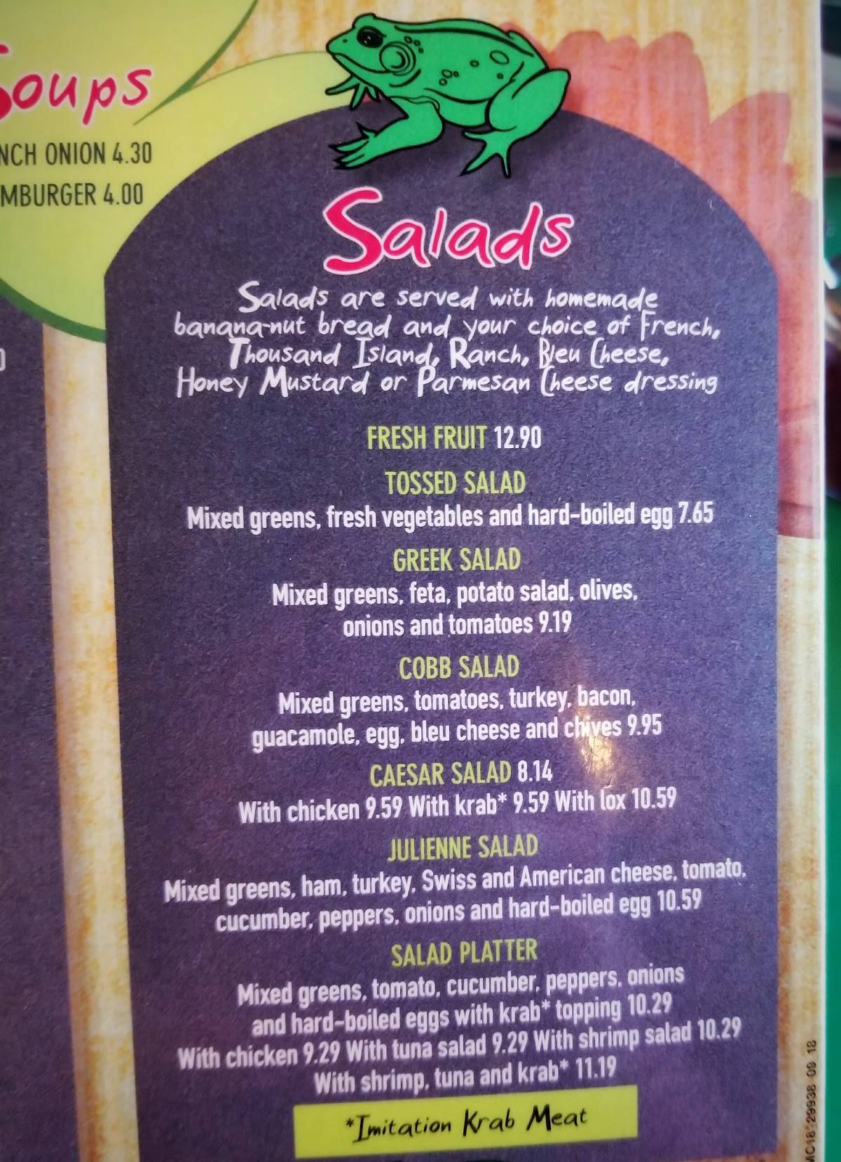 Menu at Frog Pond restaurant, North Redington Beach