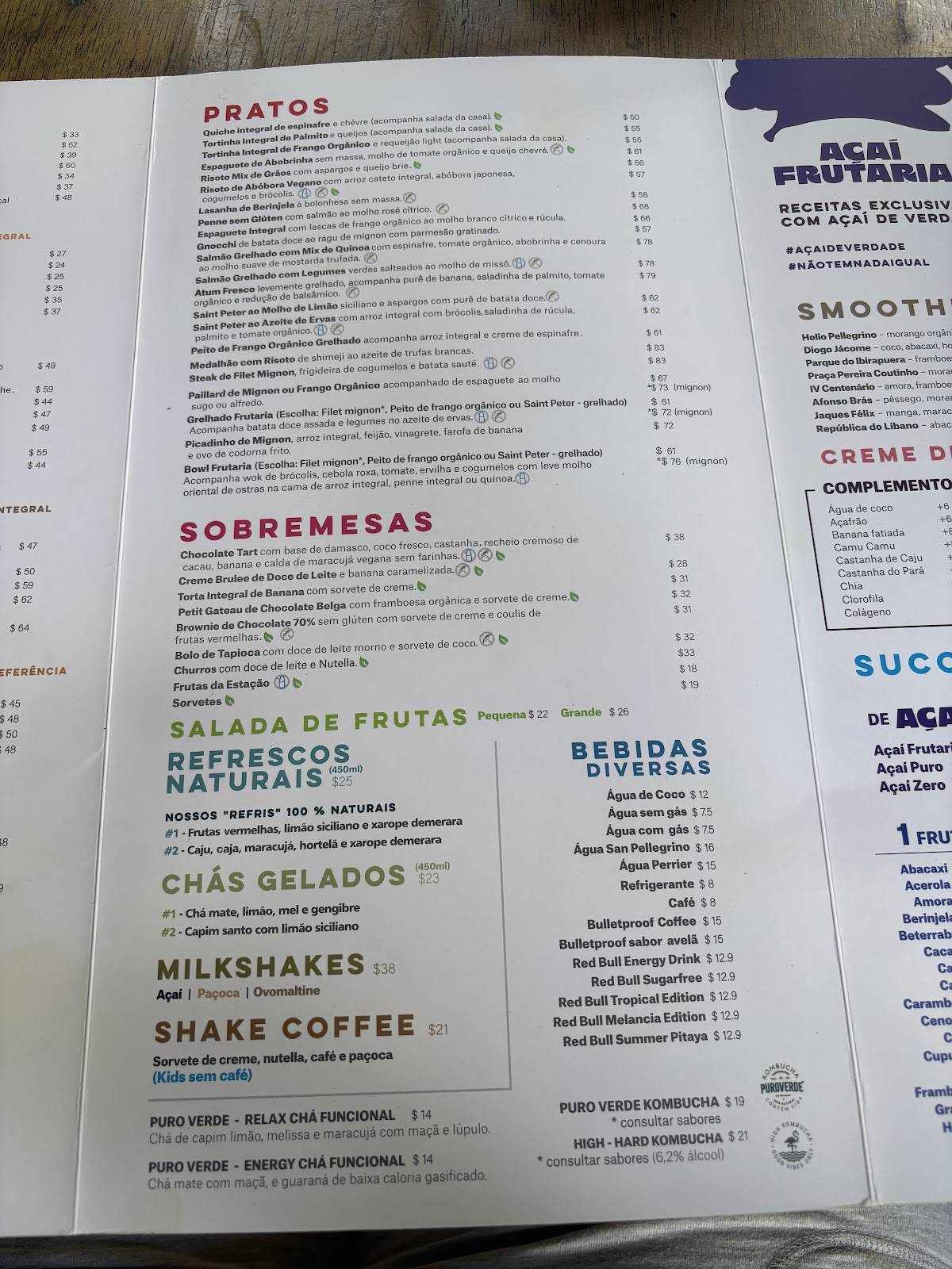 Frutaria São Paulo - Helio Pellegrino cardápio