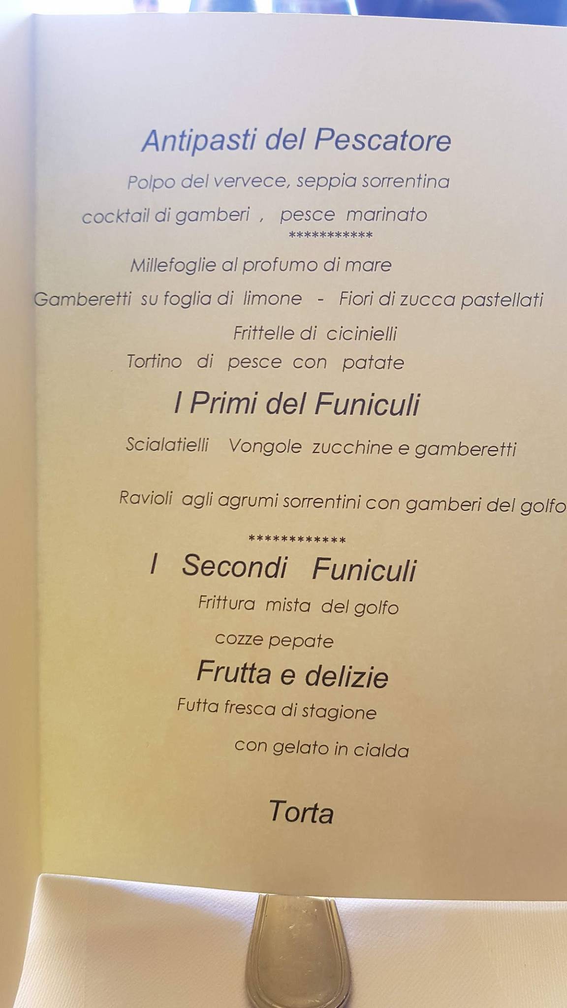 Menu di funiculì funiculà 