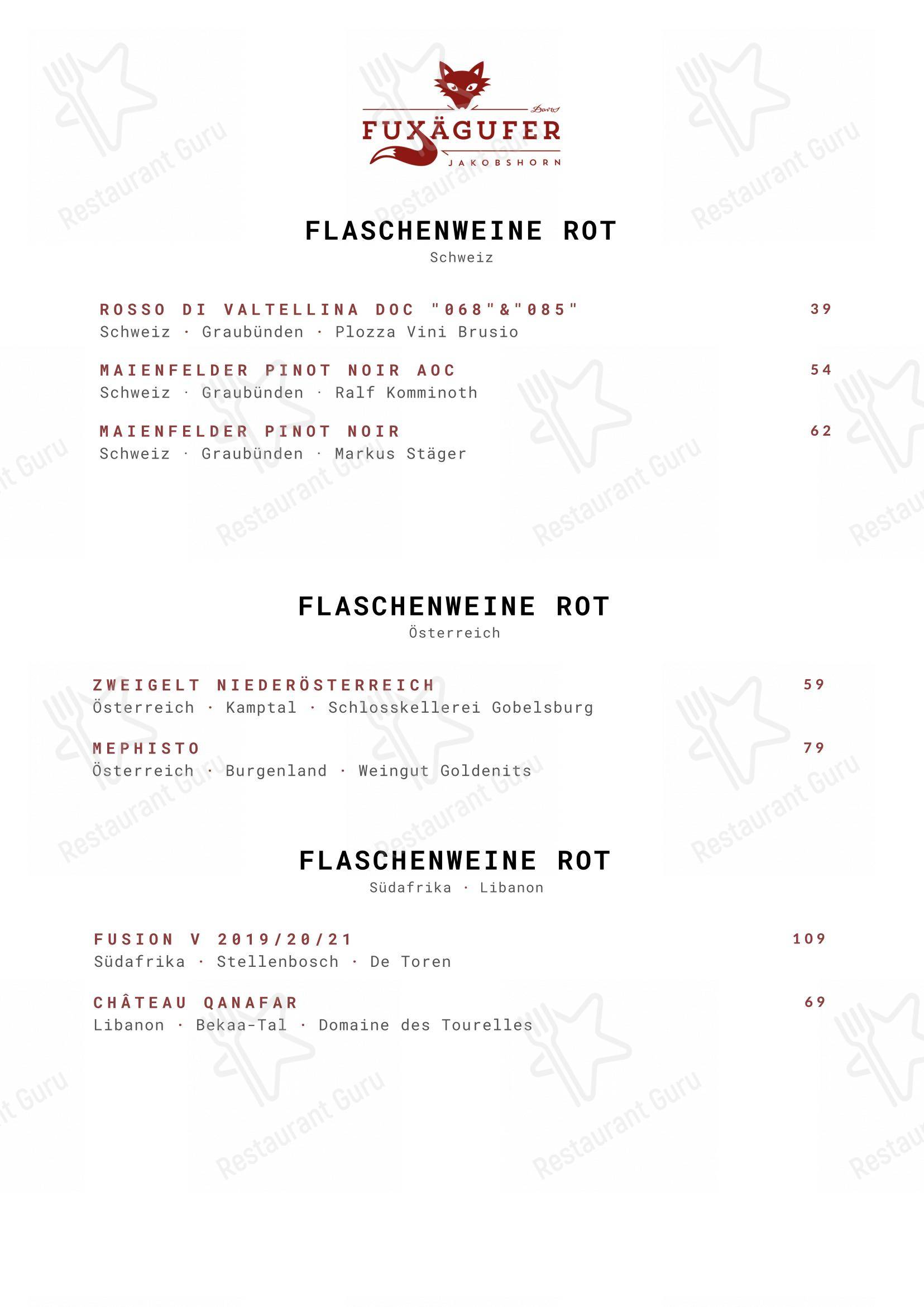 Fuxägufer in Davos - 菜单