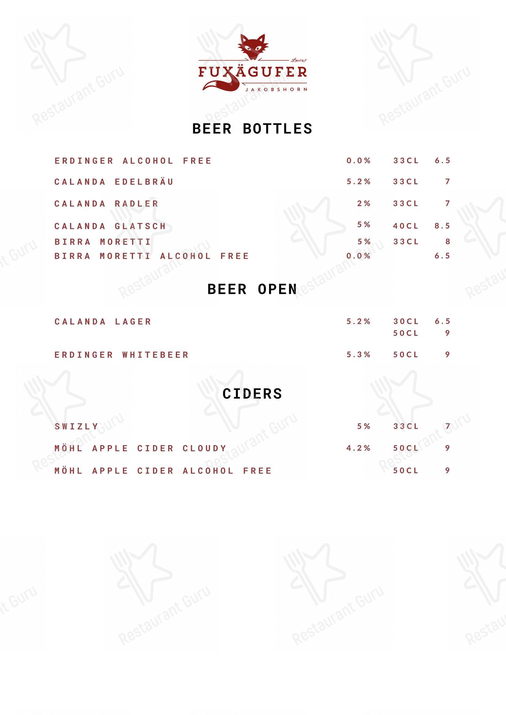 Menu bar per Fuxägufer ristorante