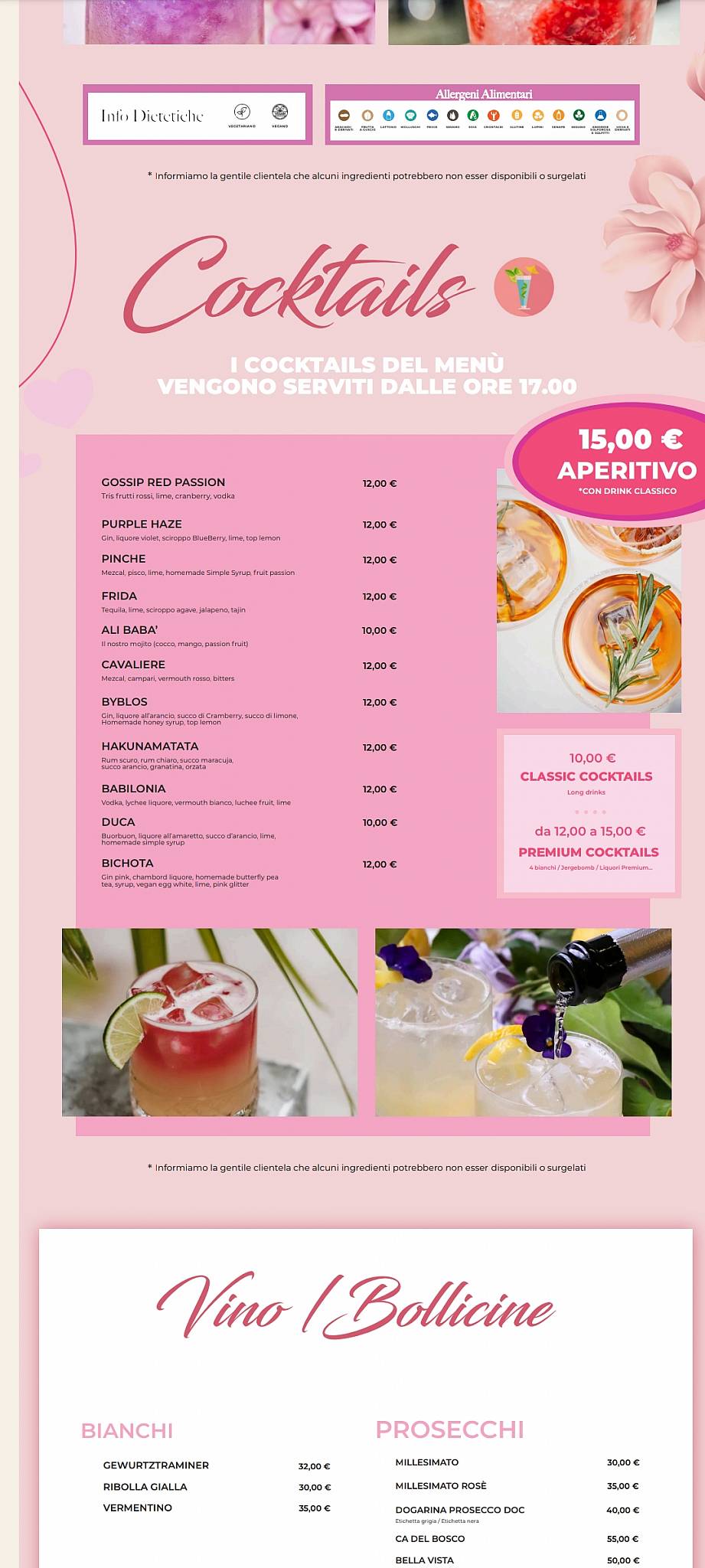 Menu di Gossip Caffè 