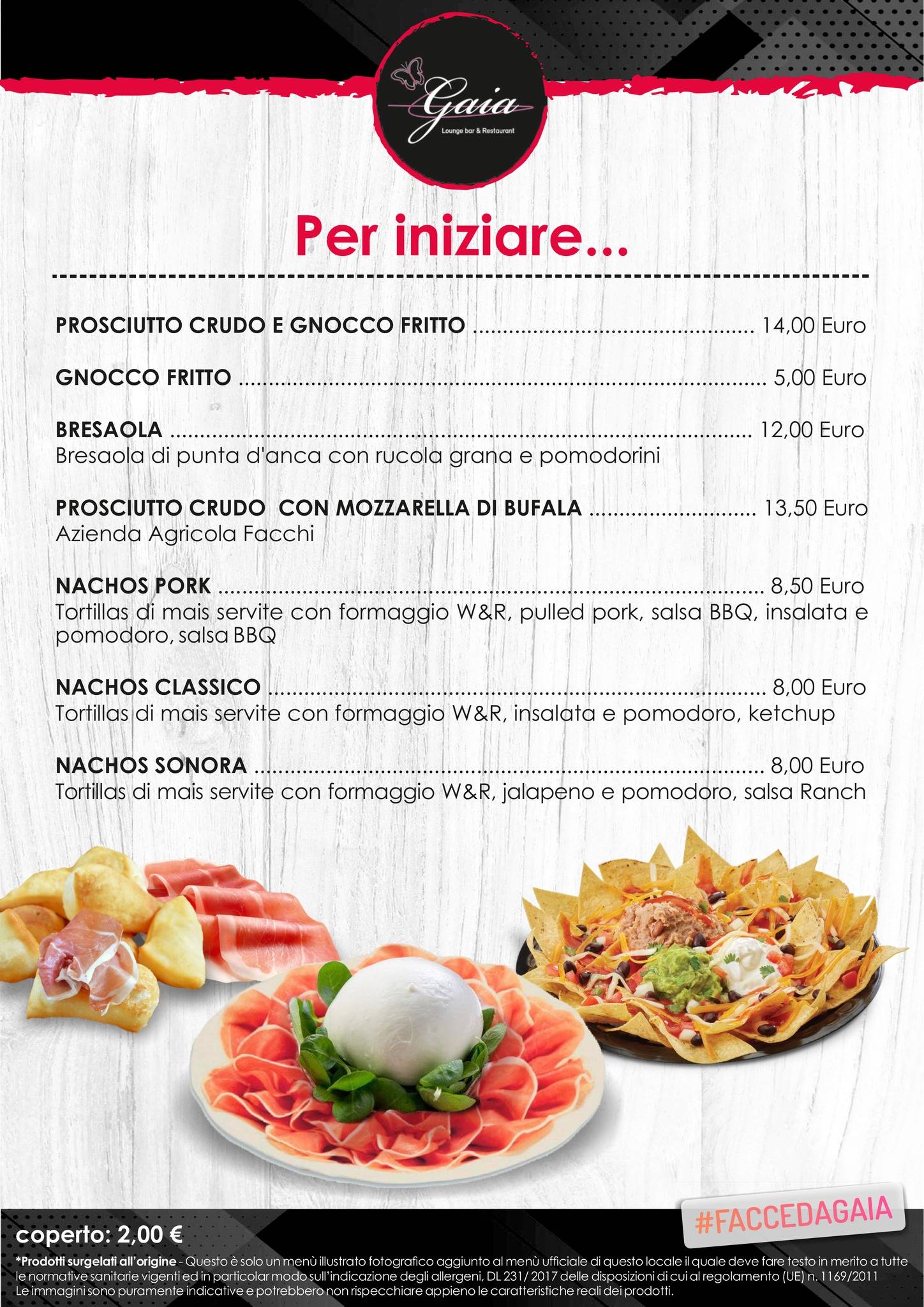 Menu di Gaia lounge bar & restaurant 